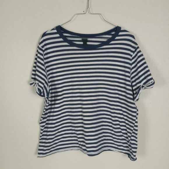 wild fable Tops - Wild Fable Striped Crop Top T-Shirt XXL Blue White Womans